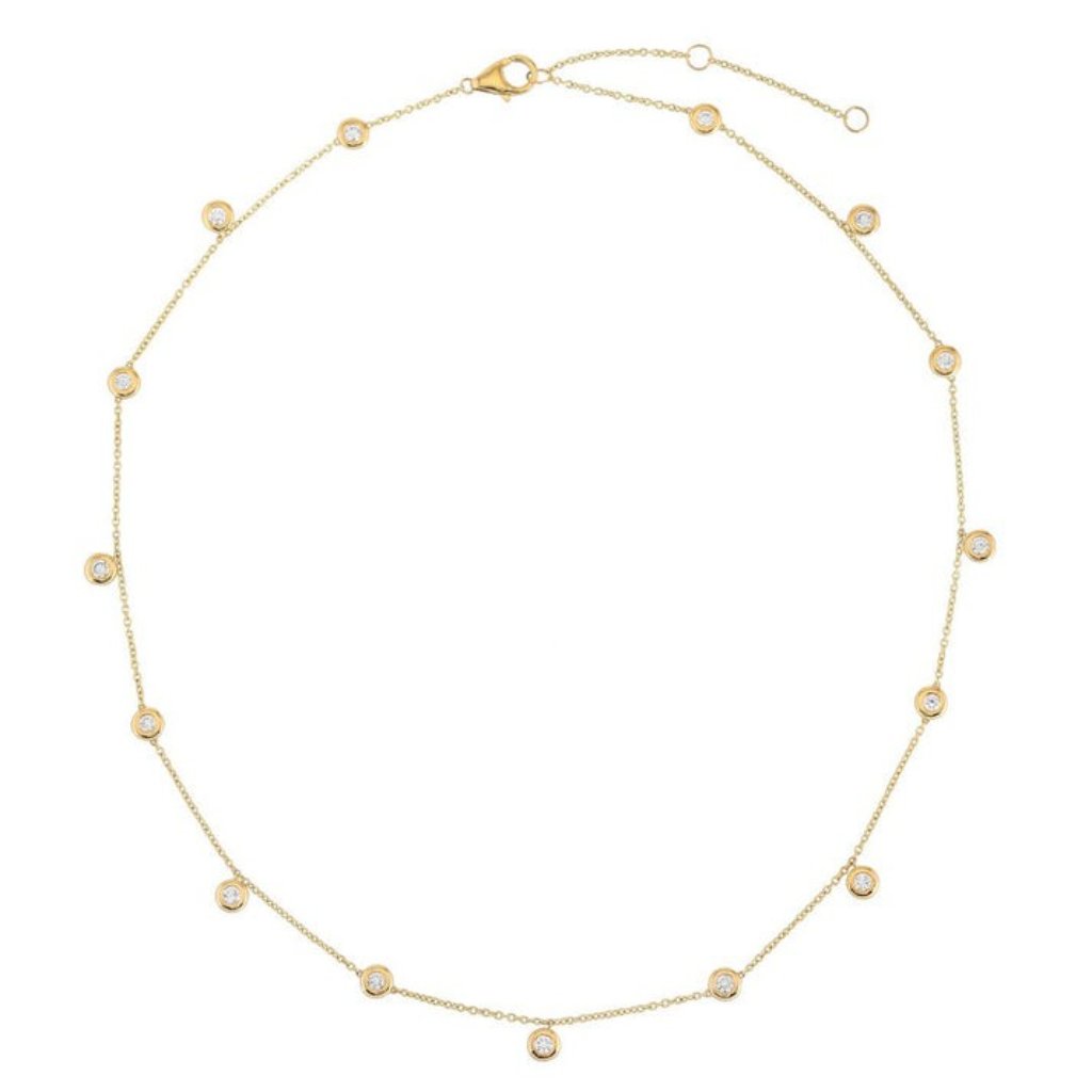 Multi Sapphire Emerald 14k Or 18k Upon Request Yellow Gold Station Necklace 4074$